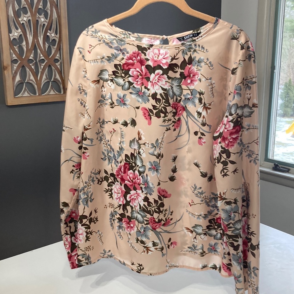 Shein Long Sleeve Floral Blouse Size XL